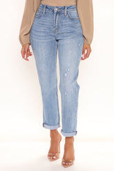 It's Official Stretch Mom Jeans - Medium Blue Wash Ins Street
